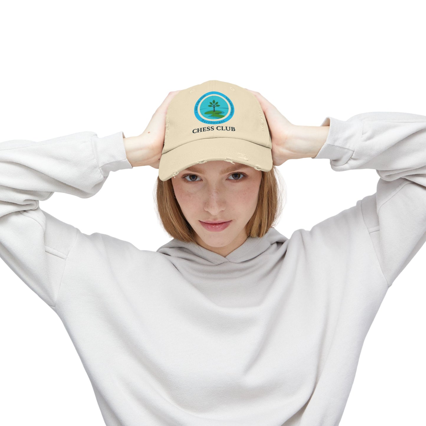 Unisex Distressed Cap - Chess Club Design