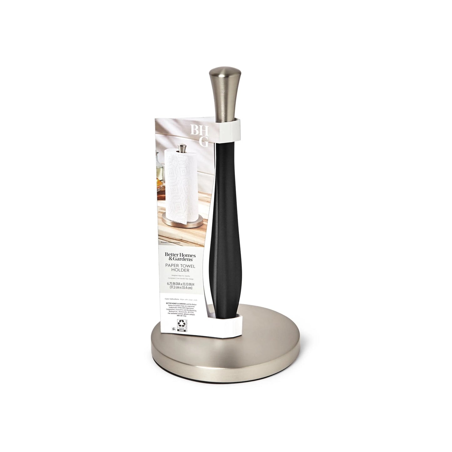 (2 Pack) Free-Standing Paper Towel Holder with Weighted Non-Slip Base, 14 Inch, Nickel