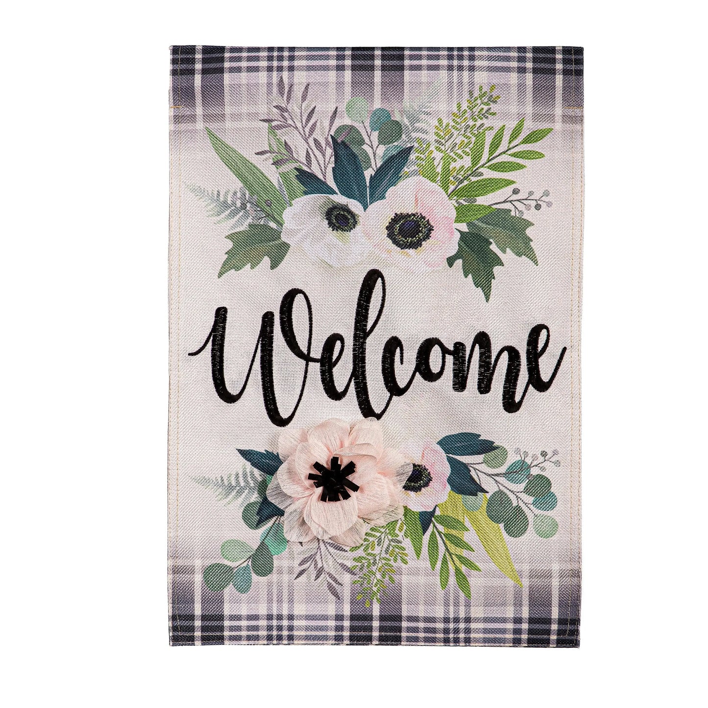 Beautiful Floral Welcome Burlap Garden Flag EG Collective
