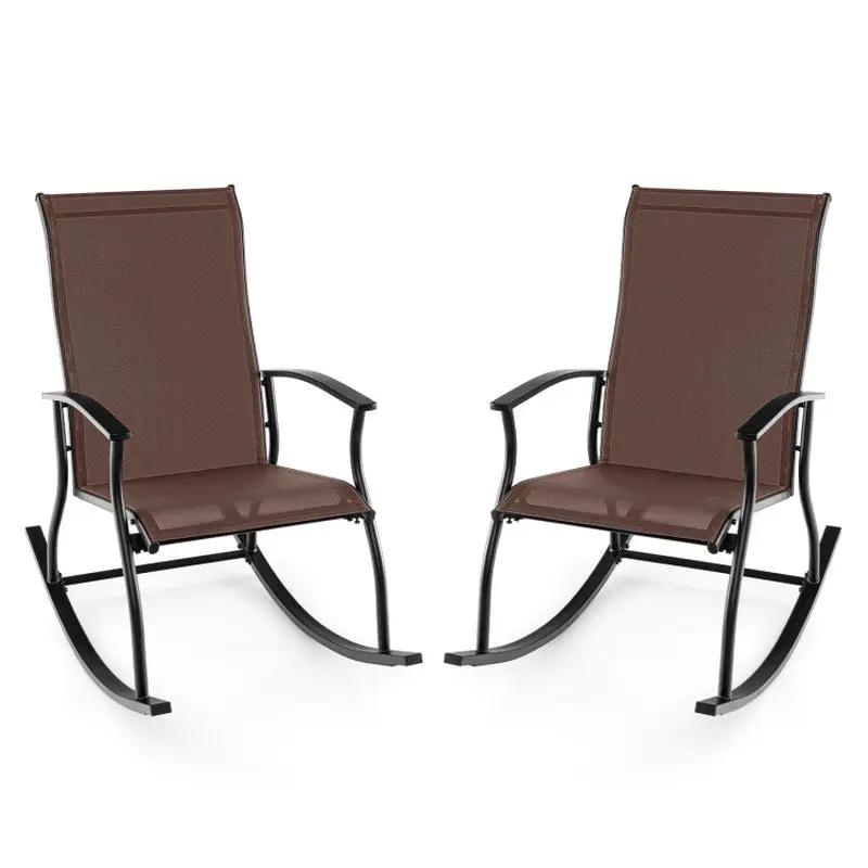 Cozy Up Your Outdoors: 2-Piece Rocking Chair Set with Breathable Backrest! πΏπͺβ¨