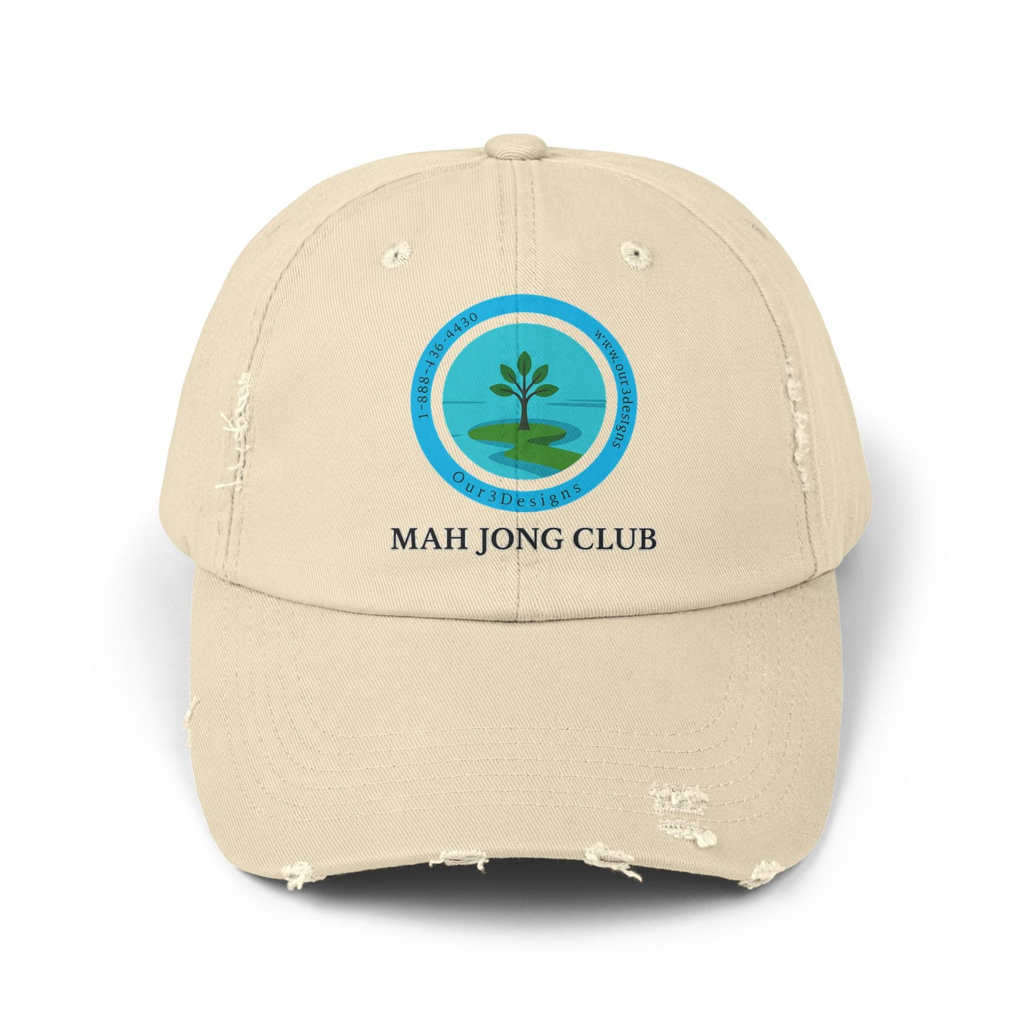 Unisex Distressed Cap - Mah Jong Club Hat for Casual Wear