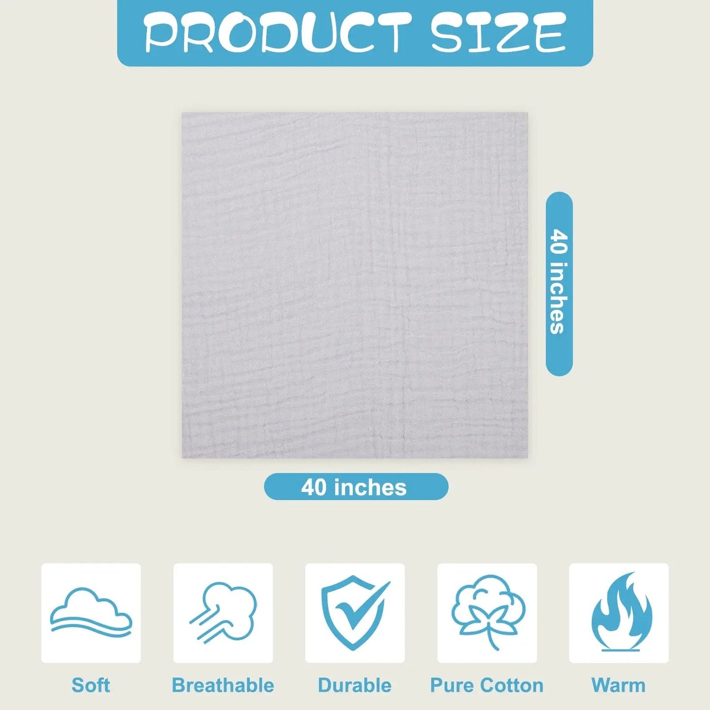 Snuggle Your Little One with Our Soft Muslin Baby Bath Towels - 3 Pack in Cozy Grey! 🛁💖✨