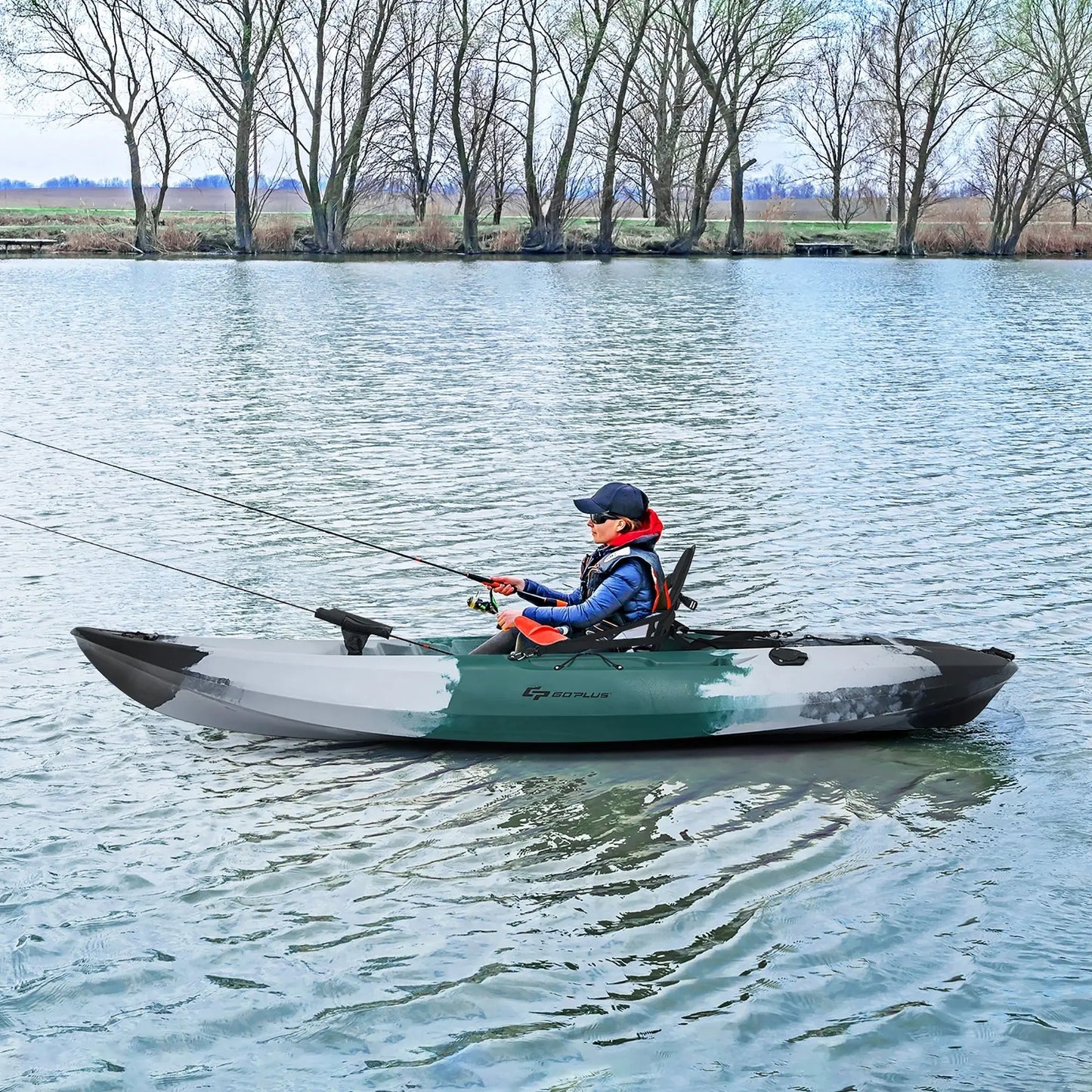 Experience Ultimate Adventure with the Single Sit-On-Top Fishing Kayak Featuring Rod Holders & Paddle!