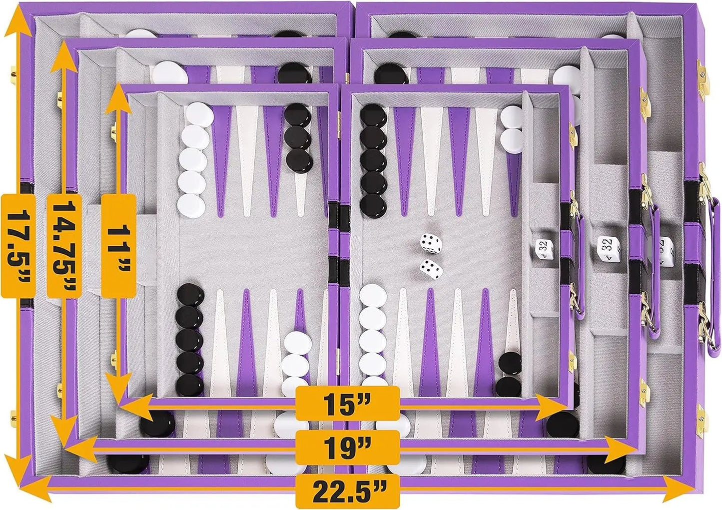Tiny Backgammon Battle Kit: War of Wits for Grown-Ups & Mini-Mes - Comes with Fancy Leather Fortress & Secret Battle Tips (Purple Power!)