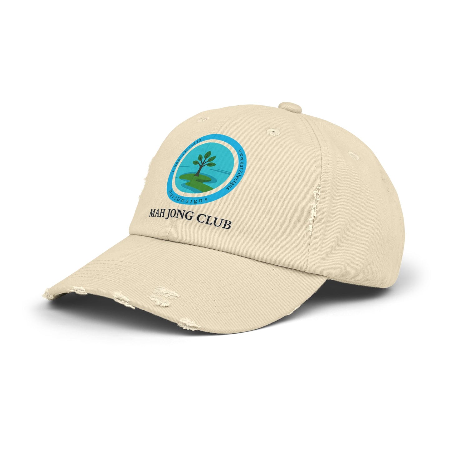 Unisex Distressed Cap - Mah Jong Club Hat for Casual Wear