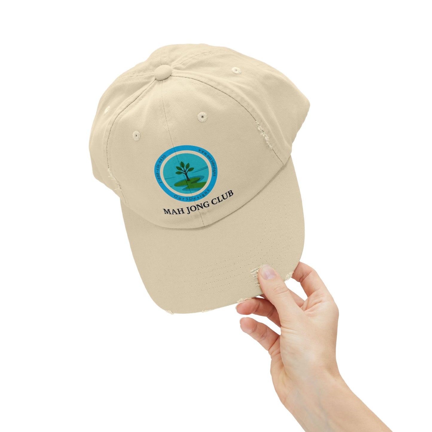 Unisex Distressed Cap - Mah Jong Club Hat for Casual Wear