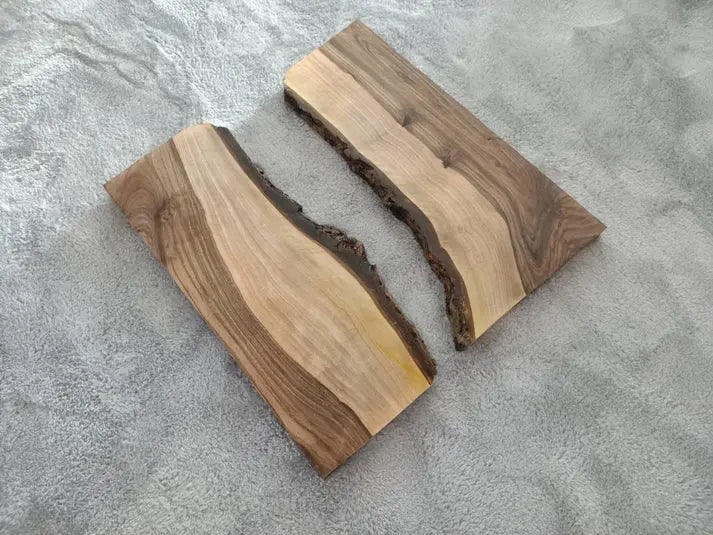 Live Edge White Walnut Slabs – Rustic Wood Pair for Epoxy Projects, DIY Furniture, Charcuterie Boards & Crafts (Set of 2) - Our3Designs