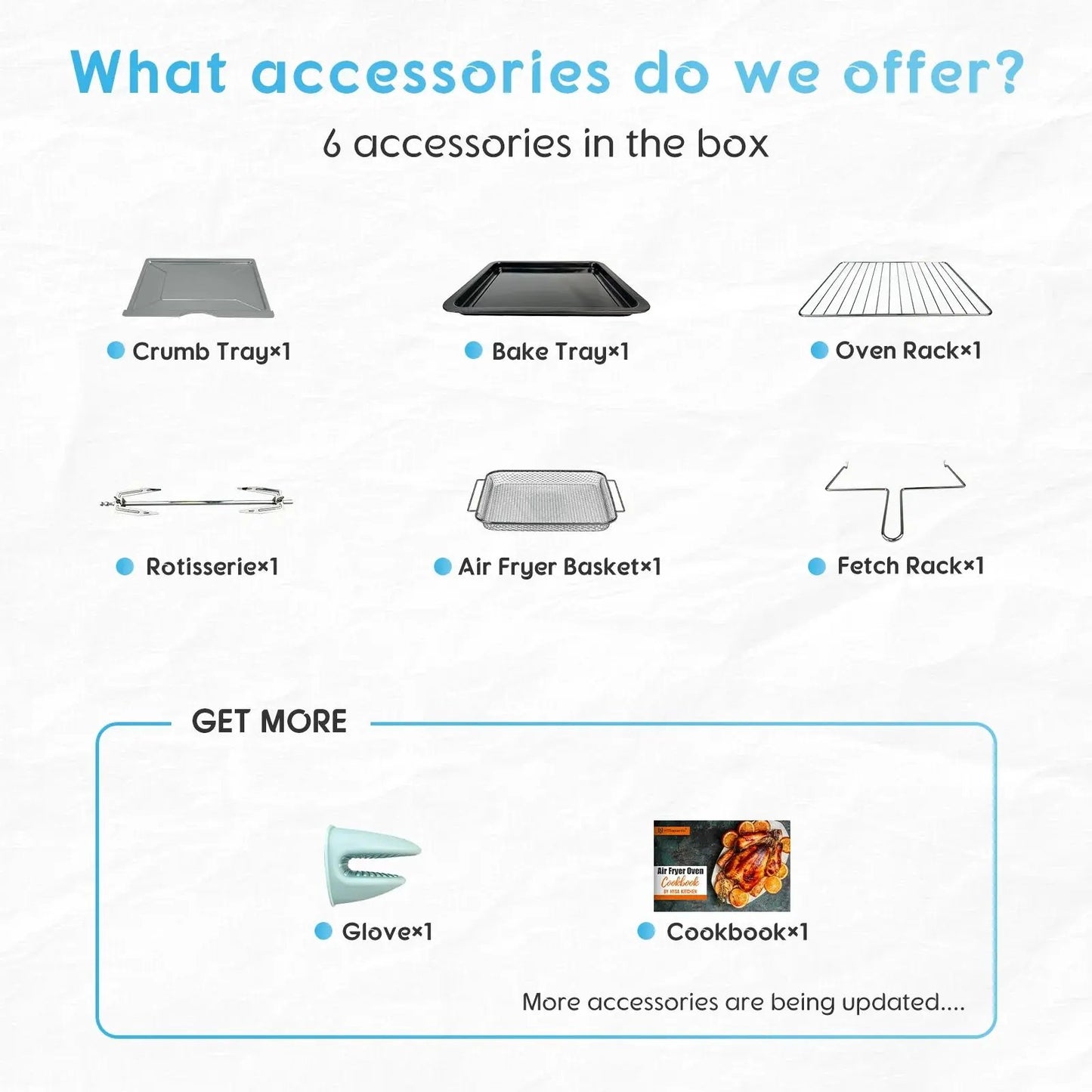 26QT 10-in-1 Stainless Steel Air Fryer Oven with Rotisserie - 1800W Convection Toaster Oven Combo, Easy to Clean Mini Toaster Oven