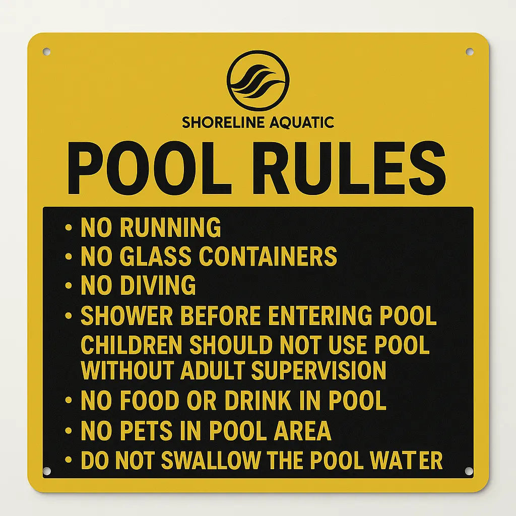 Pool Rules Sign – Blue & White HDPE Weatherproof Safety Sign - Our3Designs