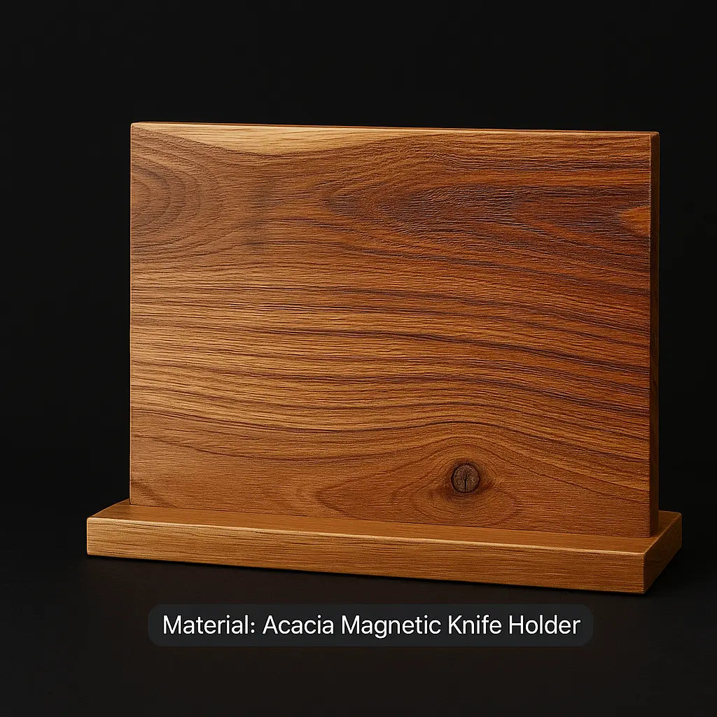 Acacia Magnetic Knife Holder – Double-Sided Wood Block Stand - Our3Designs