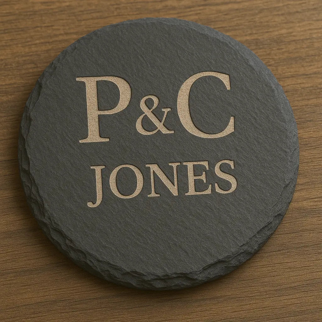 Custom Engraved Slate Coasters – Wedding or Corporate Gift - Our3Designs