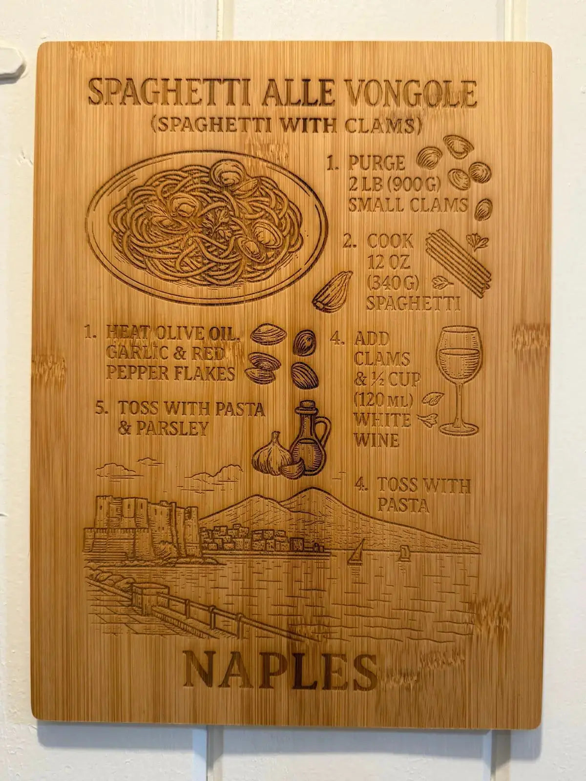 Italian Recipe Engraved Bamboo Plaque – Kitchen Wall Decor - Our3Designs