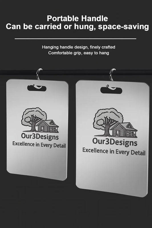 Personalized Stainless Steel Cutting Board – Custom Engraved Wedding Gift or Corporate Logo – Available in 3 Sizes – Modern & Durable - Our3Designs