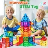 Magnetic Tiles for Kids, Educational Magnetic Building Blocks for Boys Girls, STEM Preschool Kindergarten Learning Toys