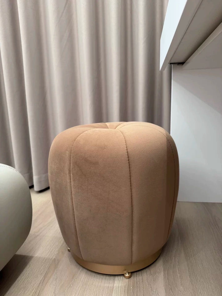 Cream Style Pumpkin Flannel Foot Seat, Luxury Bedroom Shoe Changing Stool