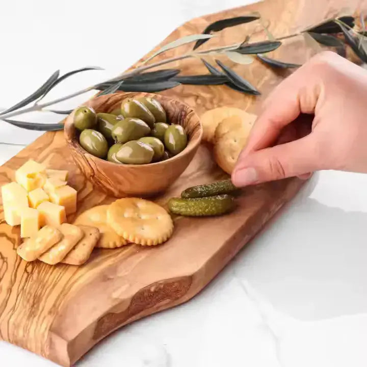 Handcrafted Olivewood Charcuterie Board – Live Edge Natural Grain Design - Our3Designs