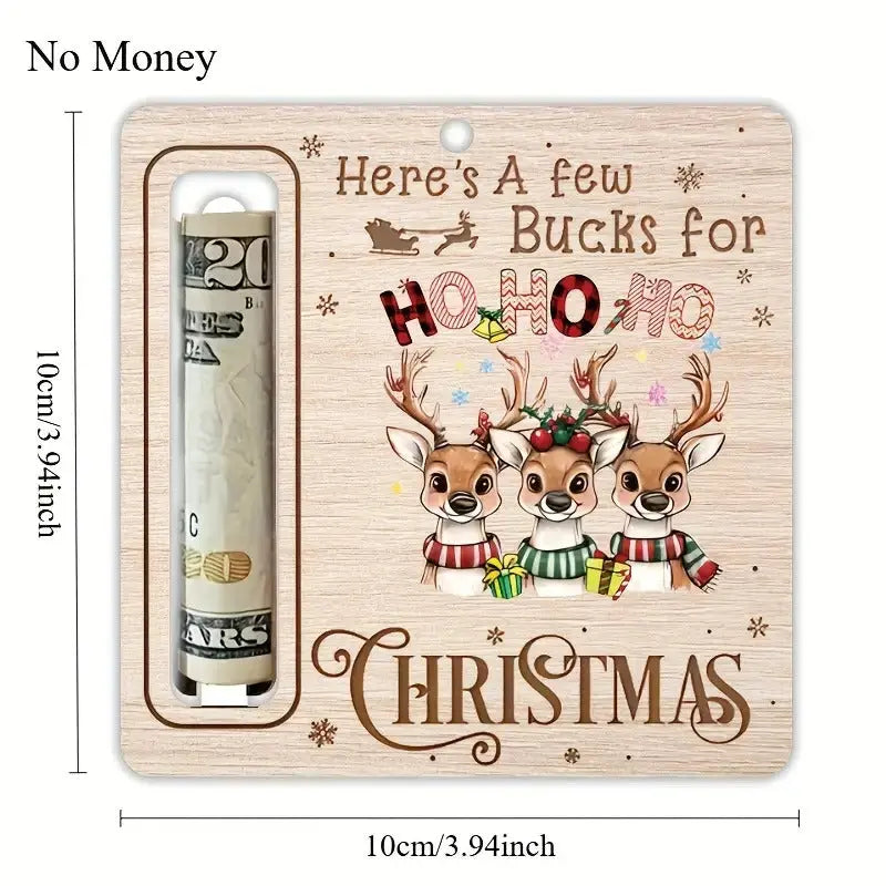 3 pcs - Wooden Deer and Money Hanging Ornament