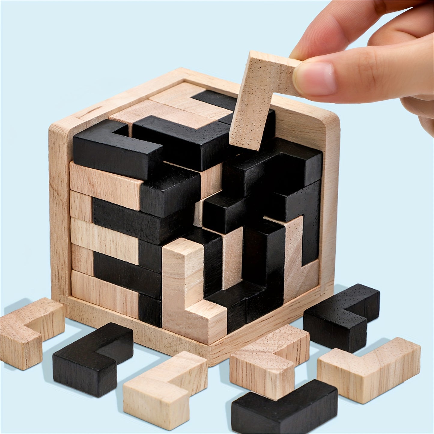 54pcs Wooden Brain Teaser Puzzle Cube