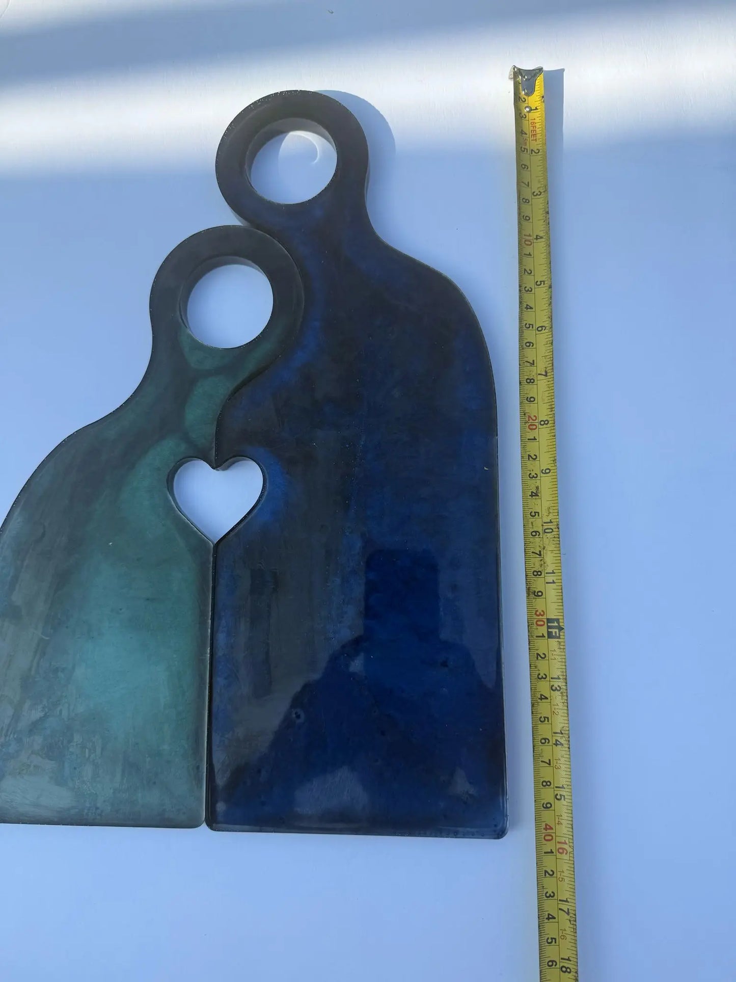 Heart Cutout Epoxy Resin Charcuterie Boards – Modern Serving Boards for Couples, Handmade Wedding or Anniversary Gift, Unique Kitchen Decor - Our3Designs