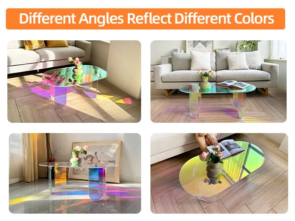 Acrylic Coffee Table, Iridescent Acrylic End Table