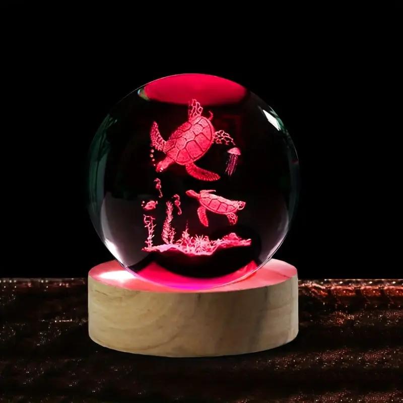 3D Sea Turtle Crystal Ball with LED Glow Our3Designs