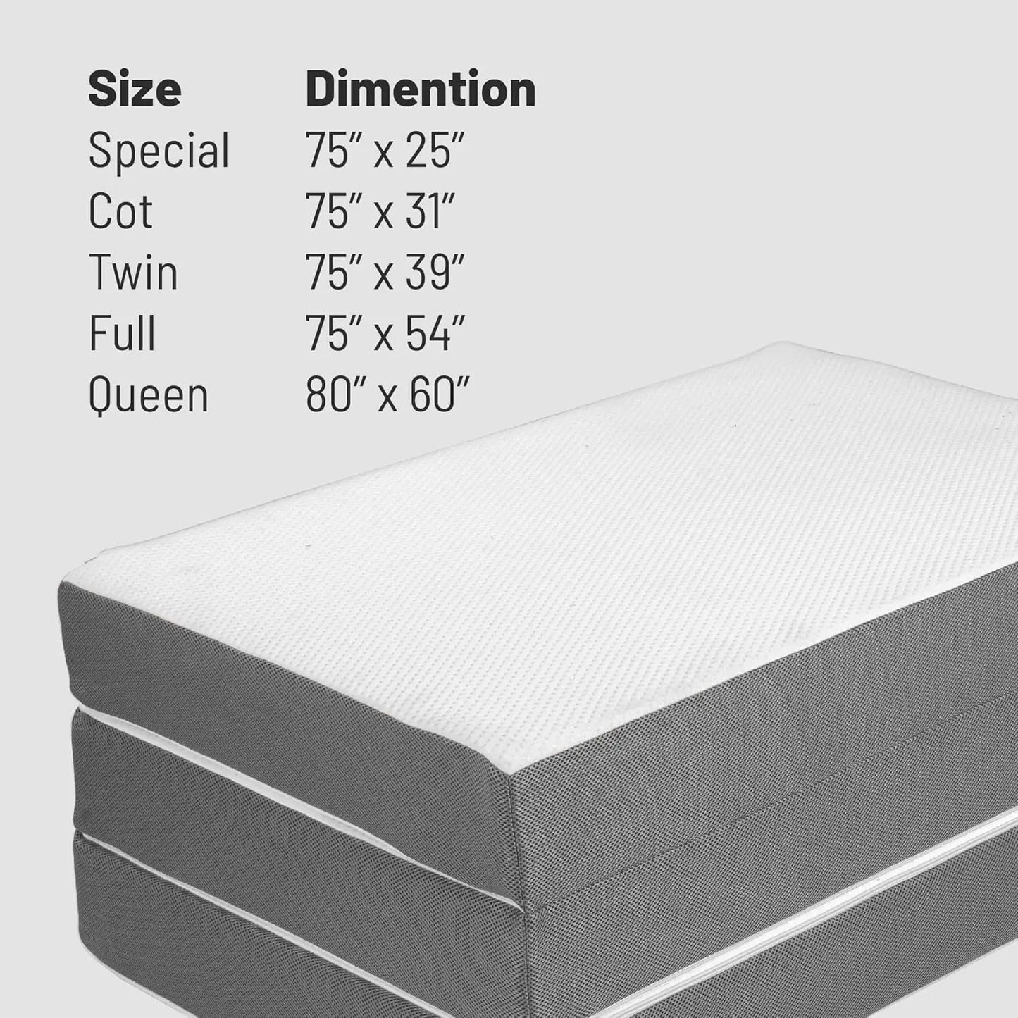 Gel Memory Foam Mattress, Cot Pad, Guest Bed, Portable Floor Mattress, Breathable Mesh Sides with Ultra Soft, Removable and Washable Cover