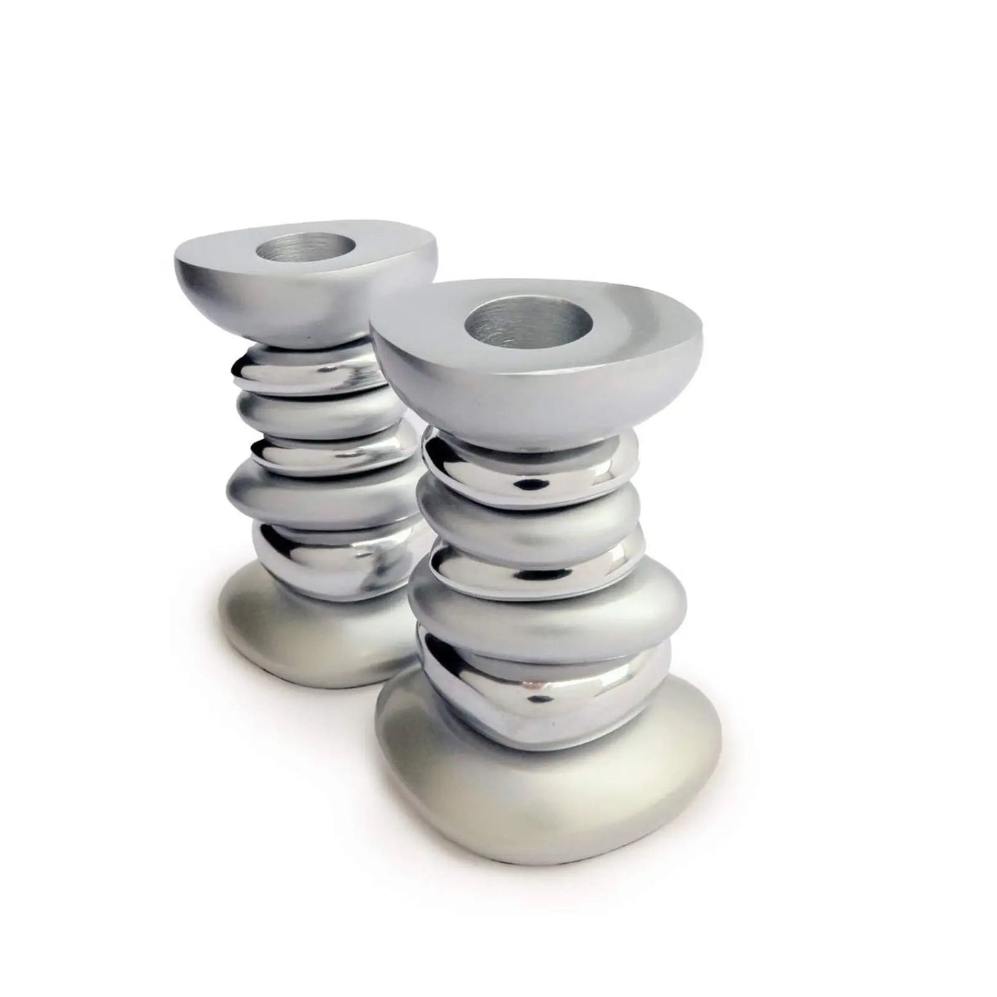 Yaie Emanuel Zen Stone Tower Candlestick Holders for Shabbat and Yom Tov
