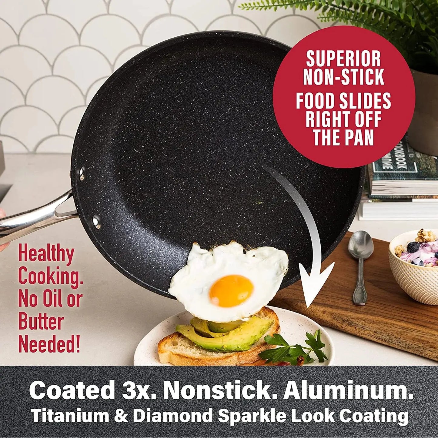 10-Piece Nonstick Cookware Set in Black - Includes Frying Skillet, Sauce Pan, and Stock Pot