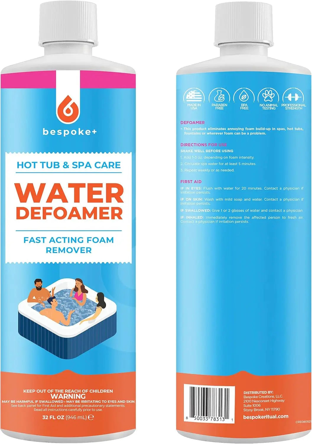 Spa Defoamer for Hot Tub & Hot Tub Foam Eliminator, Spa anti Foam for Hot Tub Owners to Keep Spa Foam down & Get Foam Out, Hottub Foam Reducer & Spa Bubble Remover (1- Quart)