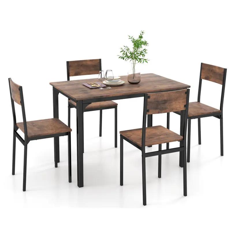 Stylish 5-Piece Industrial Dining Table Set for 4 – Perfect for Modern Kitchens