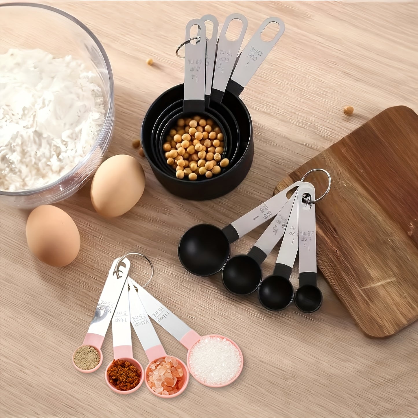 8pcs Stainless Steel Measuring Cup And Spoon Set with Handles
