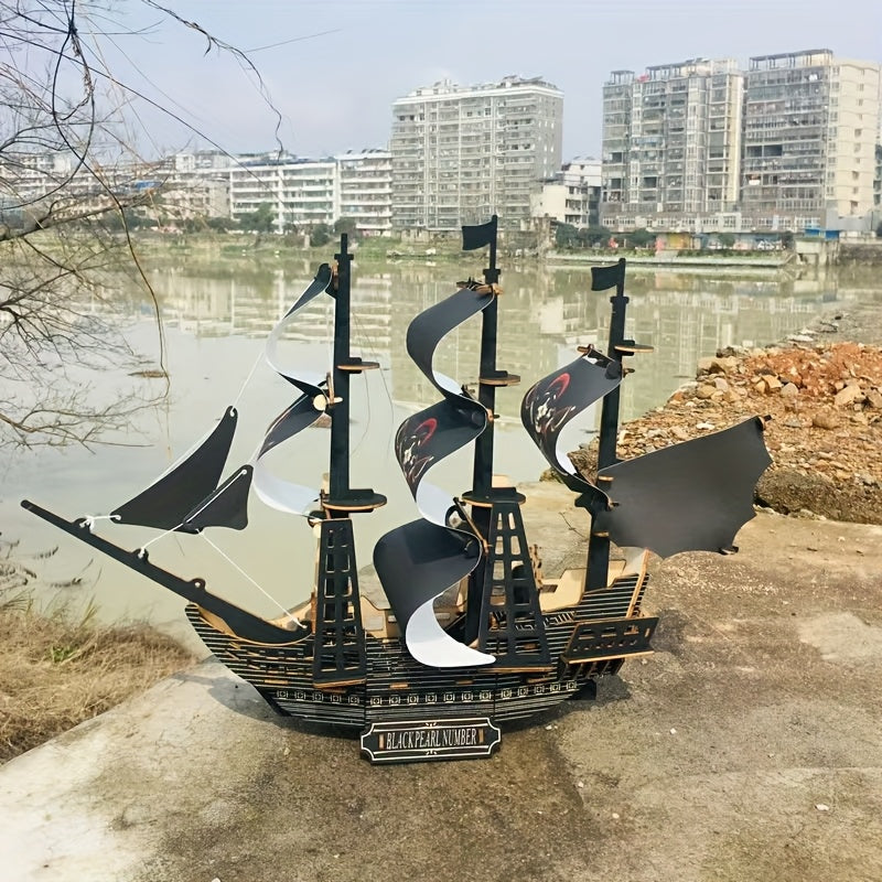 black pirate ship model kit