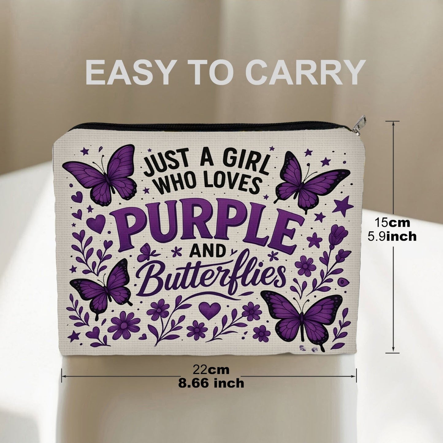 1pc Purple Makeup Bag, 8.66in*5.9in