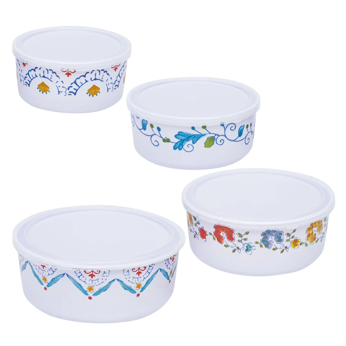 Gibson Home Anaya Melamine Nesting Food Container Set with Lids. This 8-piece round food storage set