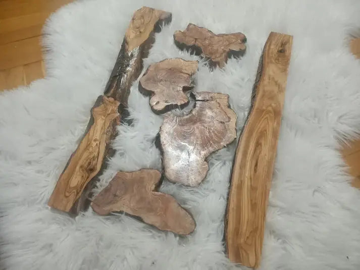 Olive Wood River Table Set 6 pieces 24" - Our3Designs