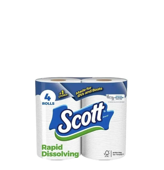Scott Rapid-Dissolving Toilet Paper, 4 Double Rolls Pack