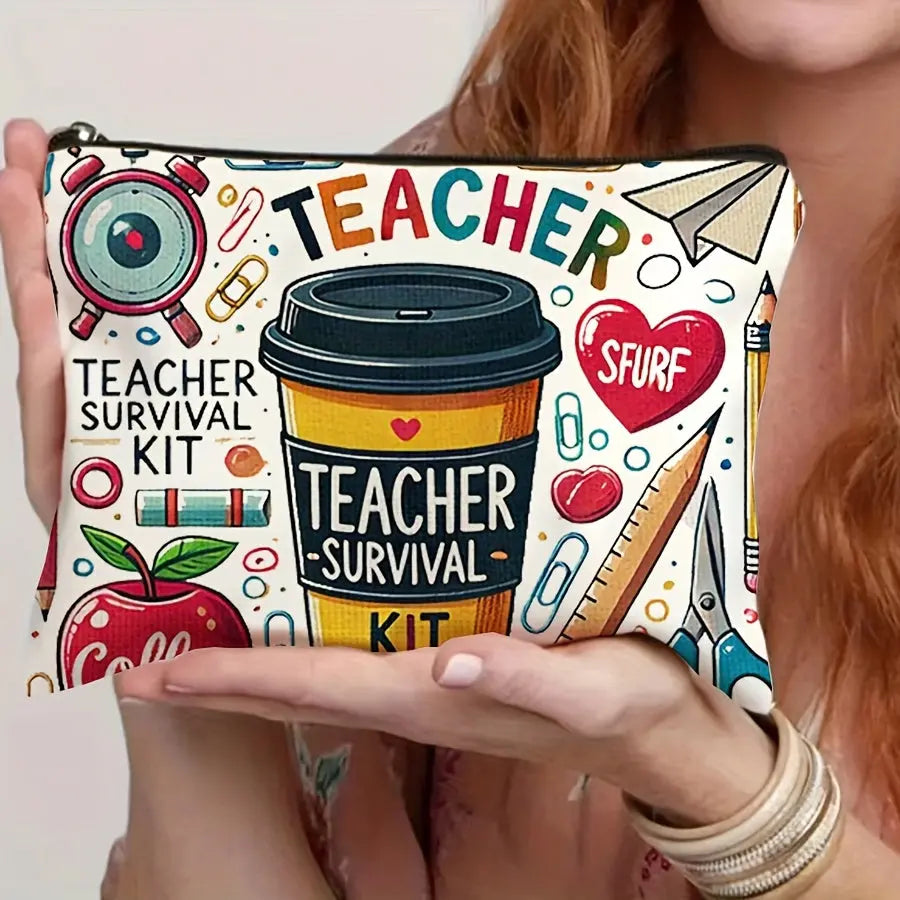 Teacher-Themed Travel Cosmetic Bag