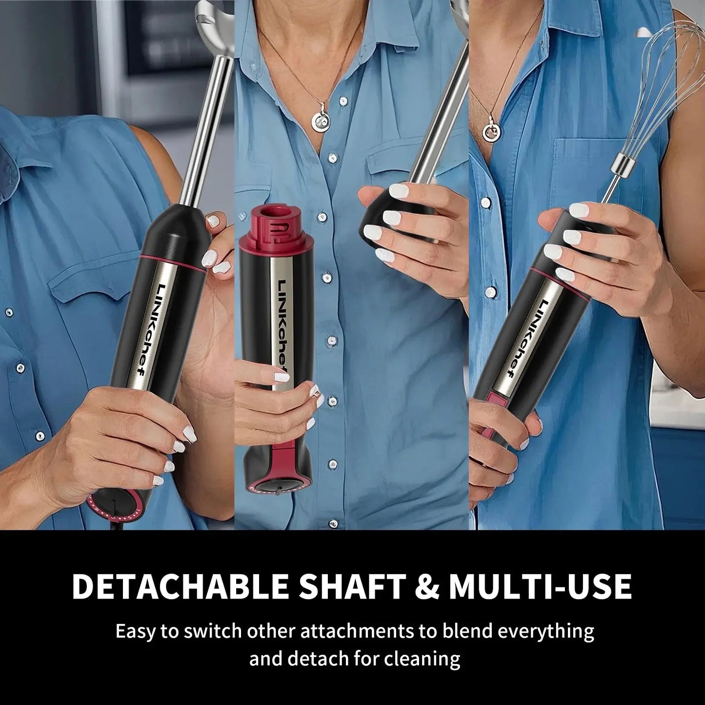 Blend Your Way to Happiness with the 1000W 20-Speed Immersion Blender - The Kitchen Gadget You Never Knew You Needed!