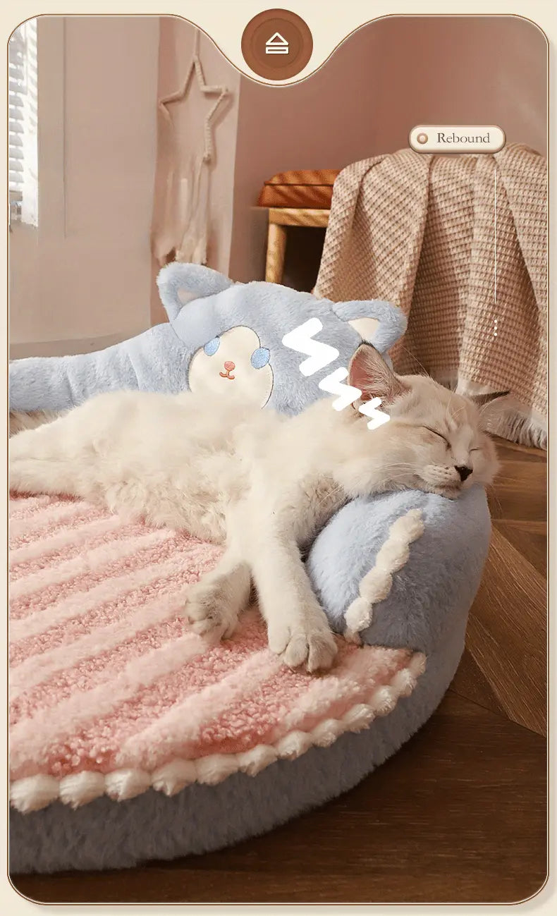 Soft And Durable Round Cat Bed - Removable Pet Mat And Mattress For Small Dogs And Cats - Plush Fabric - Indoor & Outdoor Use - For Pet Owners - Perfect Gift for Pet Lovers Our3Designs