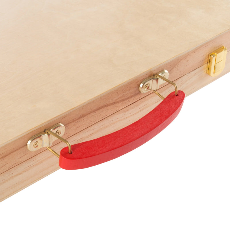Wood Backgammon Board Game Set with Folding Board for Storage, Portable Handle, and Game Accessories by Hey! Play!