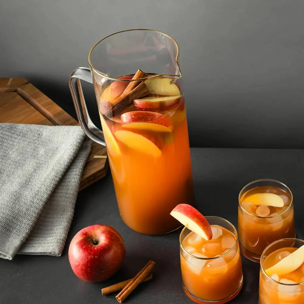 5-Piece Gold Rim Pitcher and 9Oz Drinking Glass Set