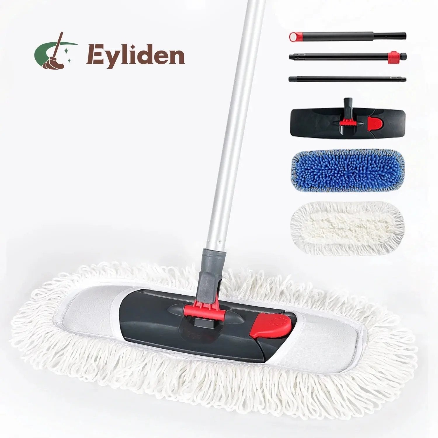 Microfiber Dust Flat Mop for Hardwood Floors with a Extra Chenille Refill, Dry & Wet