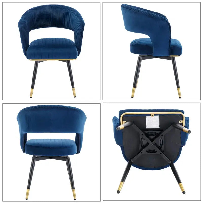 Janalyn Swivel Velvet Dining Chair Upholstered Back Arm Chair