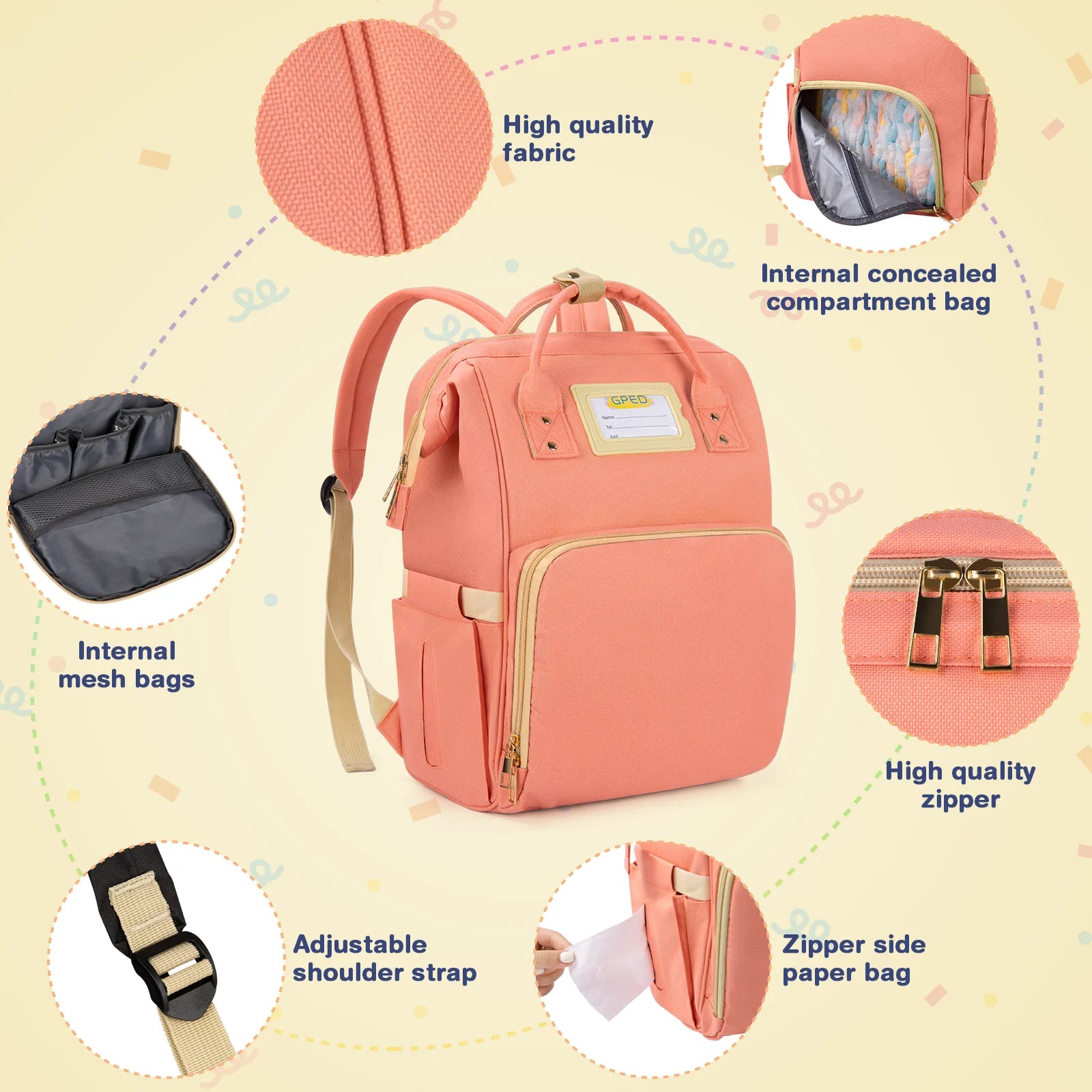 Stylish Pink Diaper Bag Backpack - Multifunctional Baby Changing Bag with Insulated Pockets and Stroller Straps for Ultimate Convenience