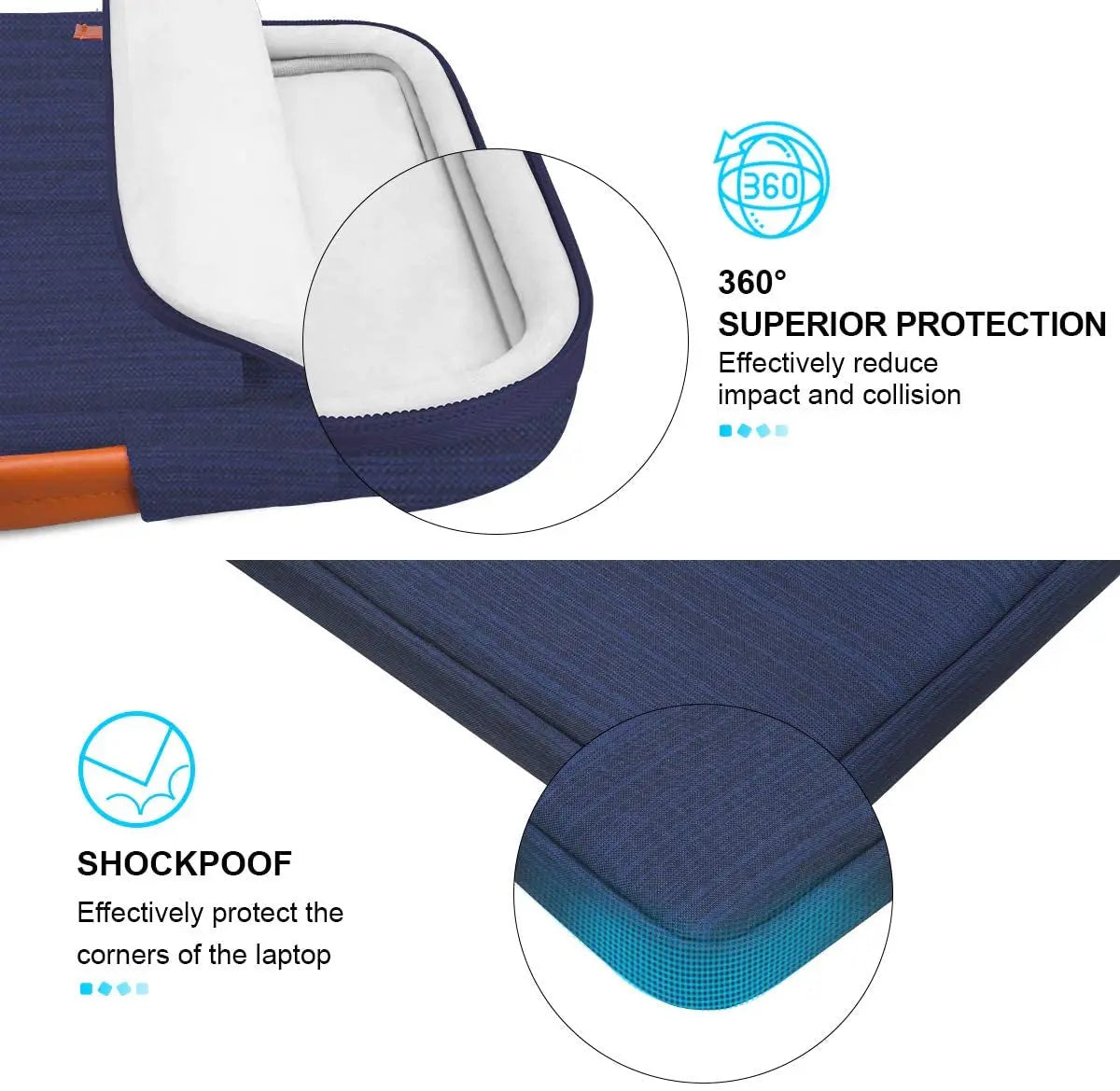 360° Protective Laptop Sleeve Case for 16 Inch New Macbook Pro M4/M3/M2/M1 Pro/Max A3403 A3186 A2991 A2780 A2485 A2141 2024-2019, 15 Inch Surface Laptop 7Th Copilot+Pc/6/5/4/3 Computer Bag, Blue