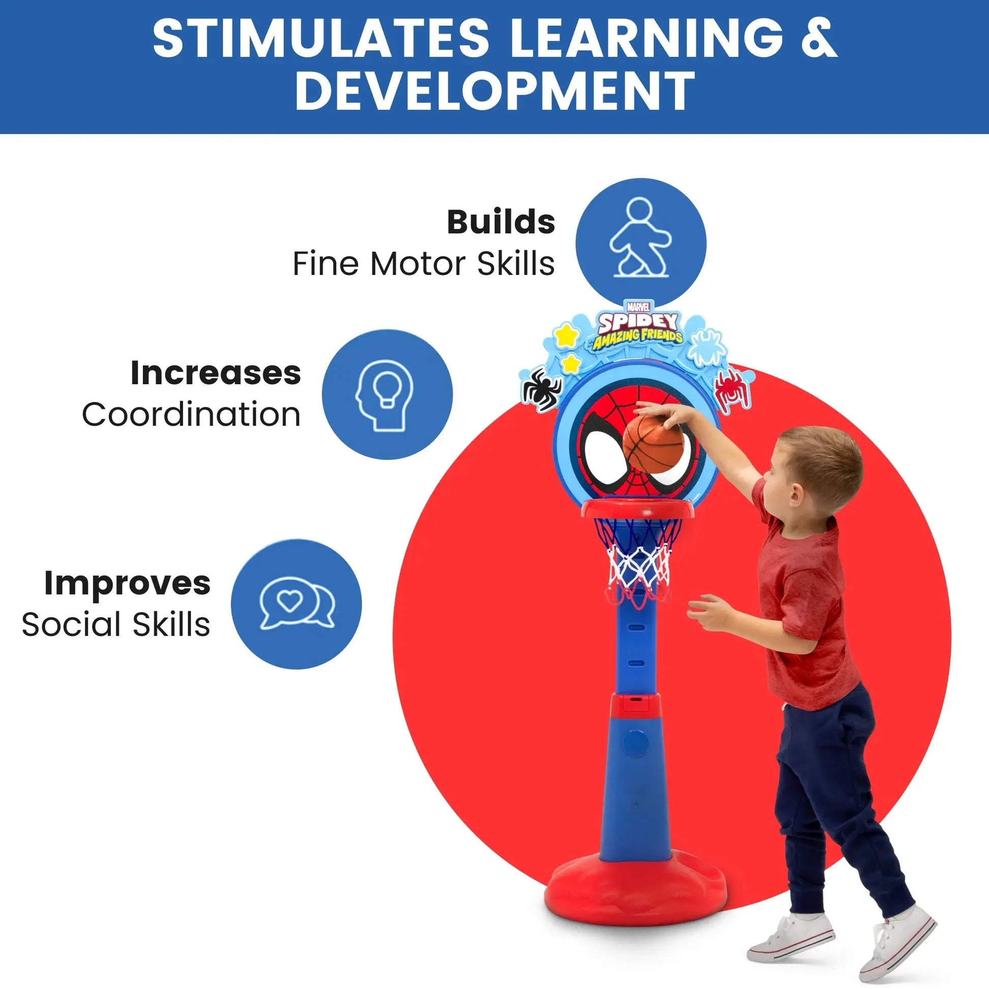 Spidey and His Amazing Friends Plastic Basketball Set by  – Includes Basketball Hoop, 1 Basketball and Ball Pump