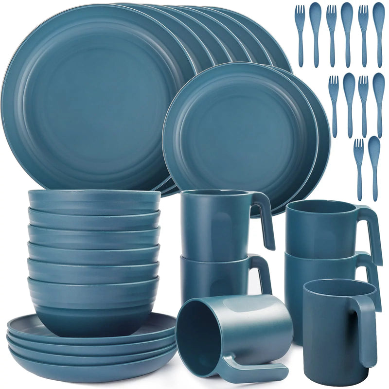 Elevate Your Dining Experience with Our 36PCS Unbreakable Plastic Dinnerware Set - Perfect for 6! 💙✨ Microwave Safe & Lightweight! 🍽️ #Dinnerware #HomeEssentials