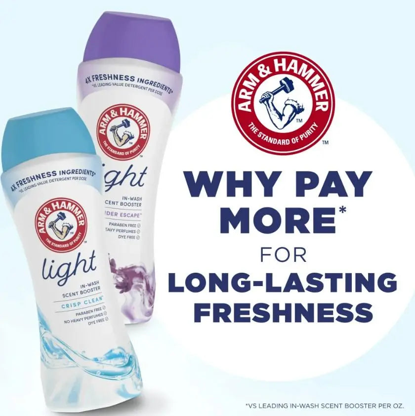 ARM & HAMMER Light In-Wash Scent Booster, Laundry Scent Booster Crisp Clean scent, 24 Oz ARM & HAMMER