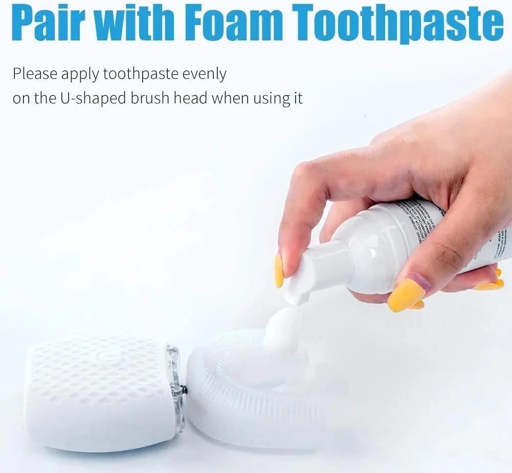 Ultrasonic Automatic Toothbrush, Auto Toothbrush for Adult, 360° Sonic Toothbrush Waterproof, Rechargeable Electric Ultrasonic Toothbrush, Teeth Whitening Brush for Home and Travel Use (White, M)