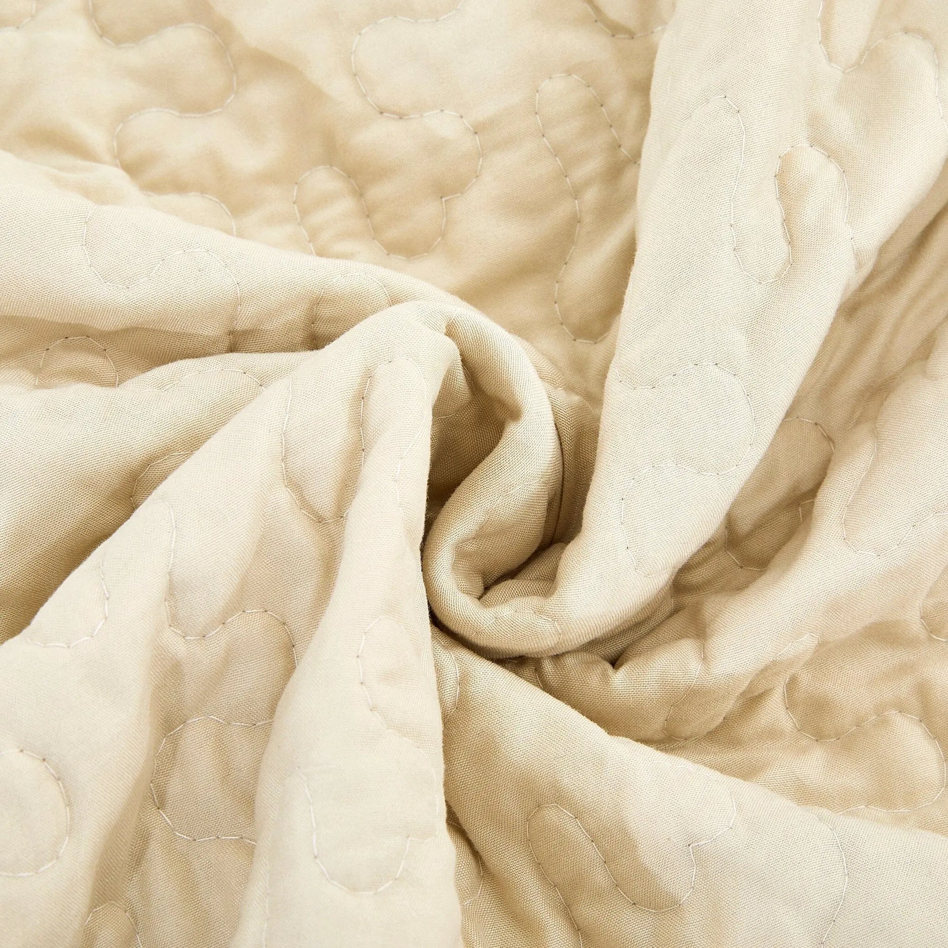 DaDa Bedding Botanical Floral Throw Blanket - Quilted Yellow Fleur Golden Orange Spring Time Tulips - Scalloped Edges Bright Vibrant Ivory Cream - 50 x 60 DaDalogy Bedding Collection